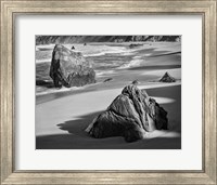 Framed Rocky Coastline Of Garrapata Beach, California (BW)