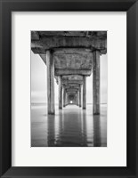 Framed California, La Jolla, Scripps Pier, Sunrise (BW)