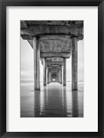 Framed California, La Jolla, Scripps Pier, Sunrise (BW)