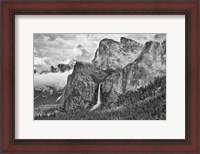 Framed California, Yosemite, Bridalveil Falls (BW)