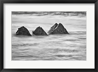 Framed California, Garrapata Beach, Floating Rocks (BW)