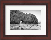 Framed California, Pfeiffer Beach, Rocky Cliff (BW)