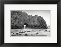 Framed California, Pfeiffer Beach, Rocky Cliff (BW)