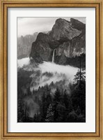 Framed Bridal Veil Falls, Yosemite NP (BW)