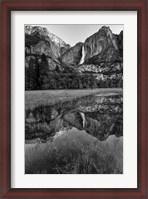 Framed Reflective Pool In Upper Yosemite Falls (BW)