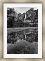 Framed Reflective Pool In Upper Yosemite Falls (BW)