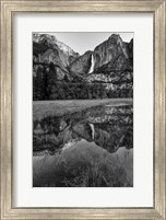 Framed Reflective Pool In Upper Yosemite Falls (BW)