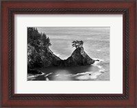 Framed Rocky Pacific Coast After Sunset (BW)