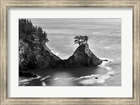 Framed Rocky Pacific Coast After Sunset (BW)