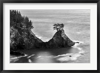 Framed Rocky Pacific Coast After Sunset (BW)