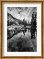 Framed Reflective Lake At Yosemite NP (BW)