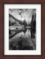 Framed Reflective Lake At Yosemite NP (BW)