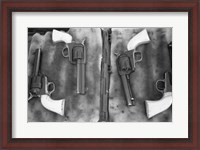 Framed Guns On Display For A Cowboy Mounted Shooting Competition