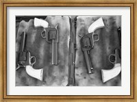 Framed Guns On Display For A Cowboy Mounted Shooting Competition