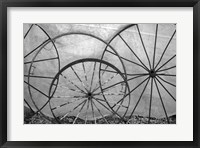 Framed Old Metal Wagon Wheels (BW)