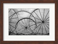 Framed Old Metal Wagon Wheels (BW)