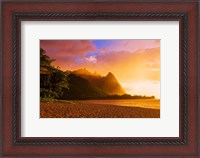 Framed Evening Light On Na Pali Coast Spires, Island Of Kauai, Hawaii