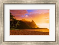 Framed Evening Light On Na Pali Coast Spires, Island Of Kauai, Hawaii