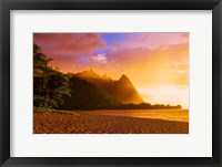 Framed Evening Light On Na Pali Coast Spires, Island Of Kauai, Hawaii