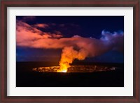 Framed Lava Steam Vent Glowing At Night In The Halemaumau Crater, Hawaii