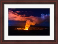 Framed Lava Steam Vent Glowing At Night In The Halemaumau Crater, Hawaii