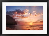 Framed Sunset Along The Coast Of Kauai, Hawaii