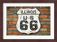 Framed Dirty Illinois Route 66 Sign