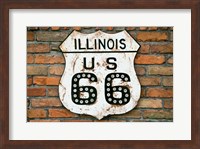 Framed Dirty Illinois Route 66 Sign