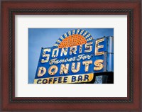 Framed Vintage Neon Sign For Sunrise Donuts