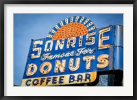 Framed Vintage Neon Sign For Sunrise Donuts