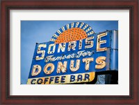 Framed Vintage Neon Sign For Sunrise Donuts