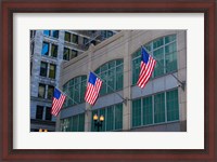 Framed Flags Hanging Outside An Office Building, Chicago, Illinois