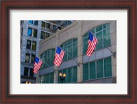 Framed Flags Hanging Outside An Office Building, Chicago, Illinois