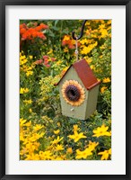 Framed Sunflower Birdhouse In Garden