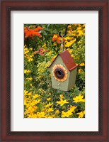 Framed Sunflower Birdhouse In Garden