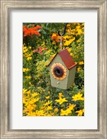 Framed Sunflower Birdhouse In Garden