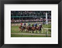 Framed Horses Racing On Turf At Churchill Downs, Kentucky