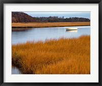 Framed Boat Anchored In Mousam River, Maine