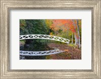 Framed White Footbridge In Autumn, Somesville, Maine