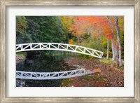 Framed White Footbridge In Autumn, Somesville, Maine