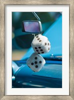 Framed 1950's Fuzzy Dice At An Antique Car Show