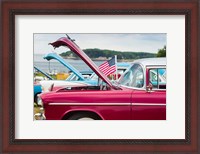Framed 1950's Red Fuzzy Dice At An Antique Car Show