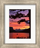 Framed St Mary Lake And Wild Goose Island At Sunset