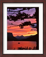 Framed St Mary Lake And Wild Goose Island At Sunset