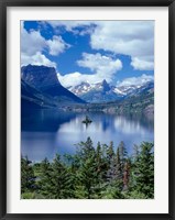 Framed Cumulus Clouds Drift Over Saint Mary Lake And Wild Goose Island