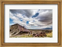 Framed Collapsed Building And Rusted Vintage Car, Nevada