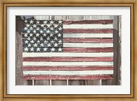 Framed Worn Wooden American Flag, Fire Island, New York
