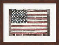 Framed Worn Wooden American Flag, Fire Island, New York