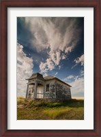 Framed Abandoned Township Hall On The North Dakota Prairie