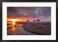 Framed Sunset On Three Arch Rocks, Oregon